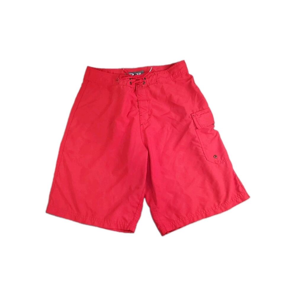 Oakley Board Shorts Mens Sz 32 Solid Red Lifeguard Swim Trunks Surf C27-9